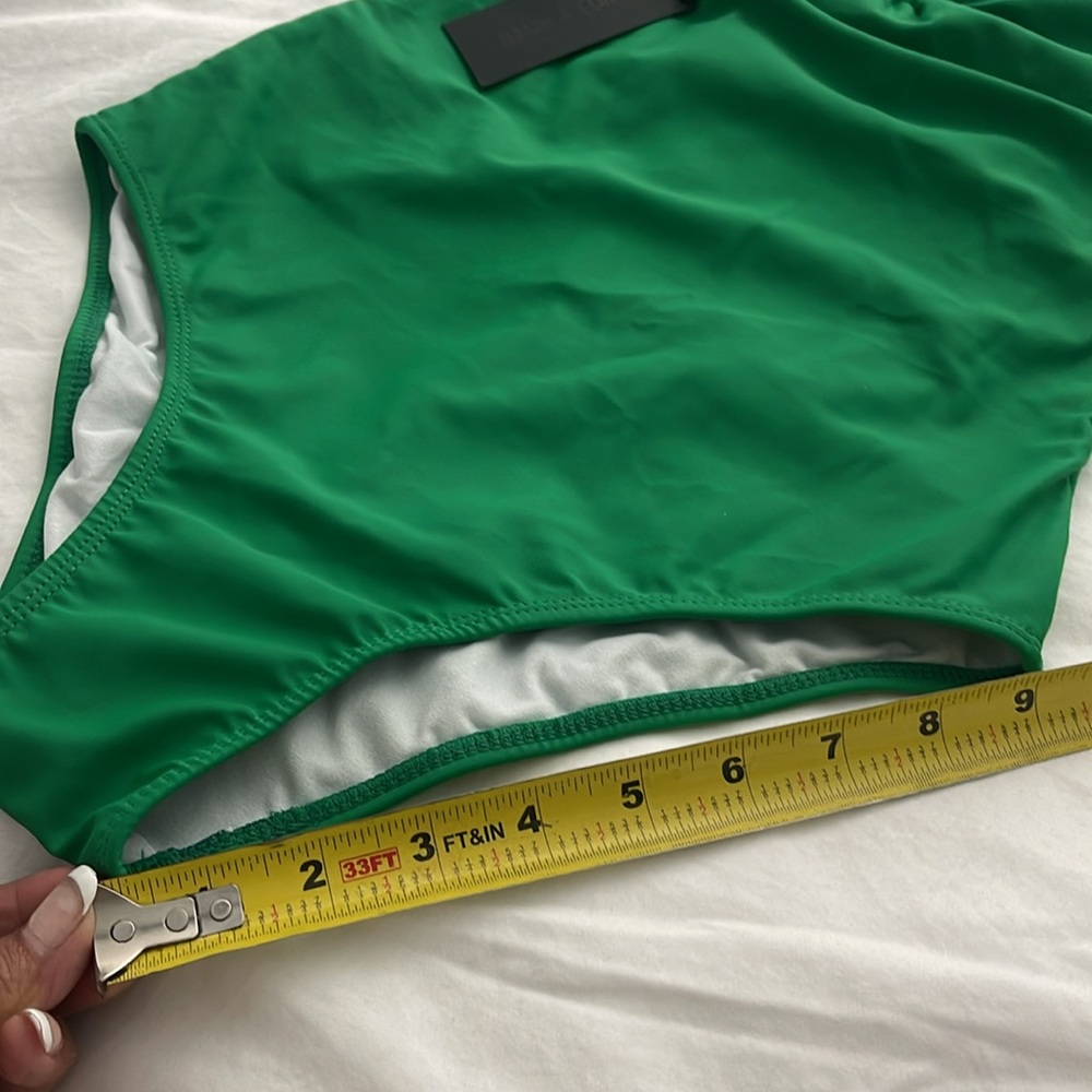 DANIELA CORTE Green One Piece Swimsuit Halter Strap Silver Accent Size Medium - Picture 10 of 13